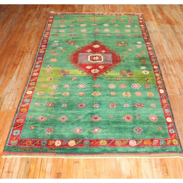 Mid 20th Century Green Turkish Tulu Rug For Sale - Image 18 of 18