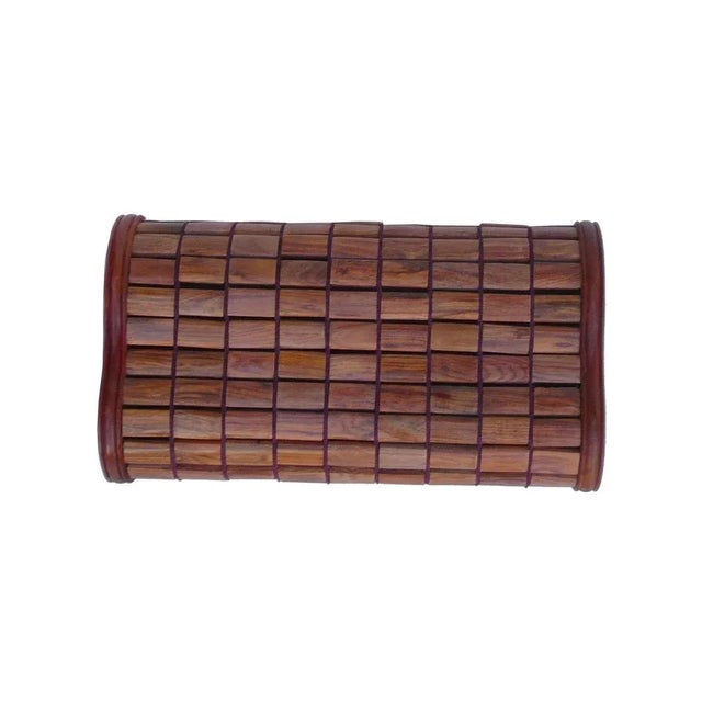 This is a traditional style Chinese pillow with hollow center. Outside is valuable Chinese rosewood pieces - Huanghuali -...