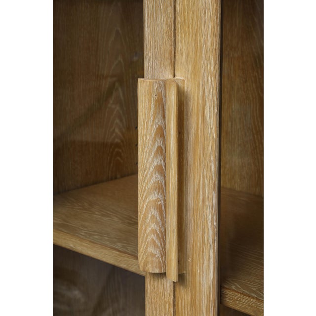 Art Deco Style Natural Oak Cabinet With Coffered Panels and Glass Doors For Sale - Image 10 of 17