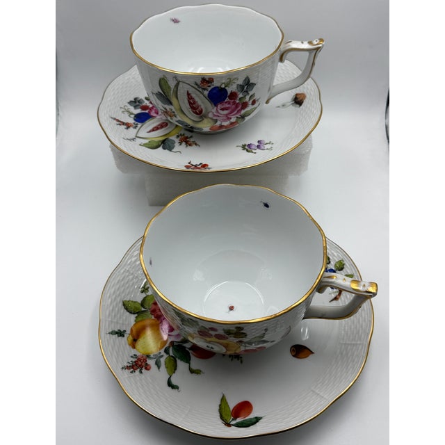 Herend Original Fruits and Flowers (Bfr) 700 Set of 6 Soup Cups and 6 Soup Cup Saucers For Sale - Image 9 of 12