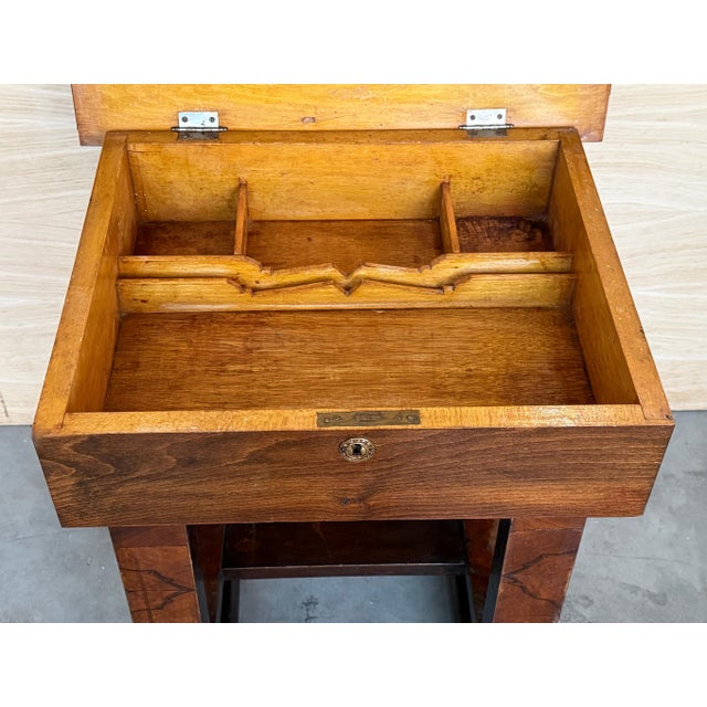 Mid 20th Century Art Deco Sewing Stand Work or Side table Table with Black Ebonized details For Sale - Image 13 of 18