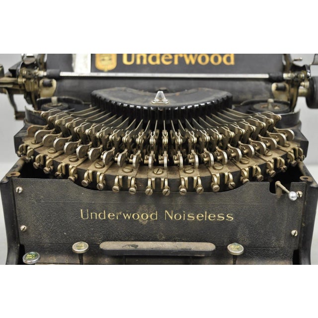 Art Deco Antique 1930s Underwood Noiseless Standard Mechanical Typewriter Office Decor For Sale - Image 3 of 15
