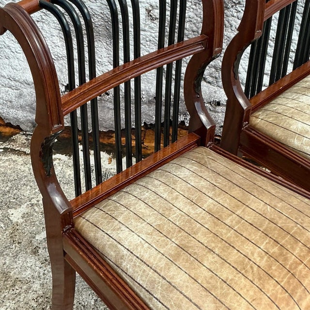 Vintage Regency Scroll Back Chairs - a Pair For Sale - Image 9 of 9