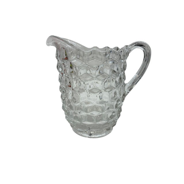 Art Deco Mid 20th Century Art Deco Fostoria American Pattern Cube Glass Pitcher For Sale - Image 3 of 14
