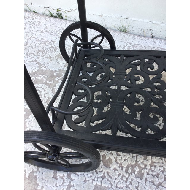 Metal 1990s Vintage Cast Aluminum Outdoor Serving Cart For Sale - Image 7 of 10