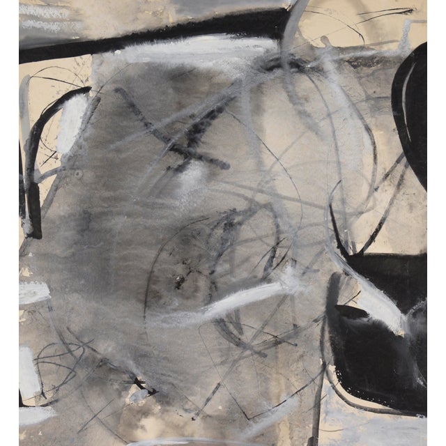 Abstract Black and White Abstract - Oil and Gouache on Paper by Felix Ruvolo For Sale - Image 3 of 8