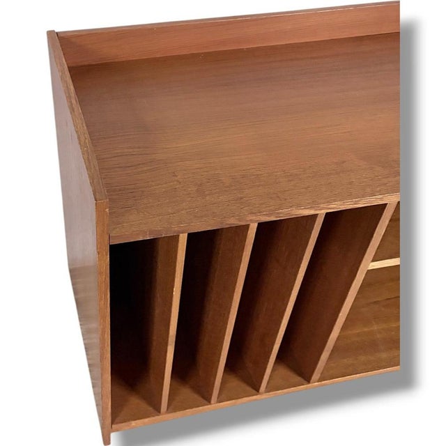 Mid-Century Danish Teak Media Cabinet with Vinyl Storage and Open Shelving For Sale - Image 6 of 10
