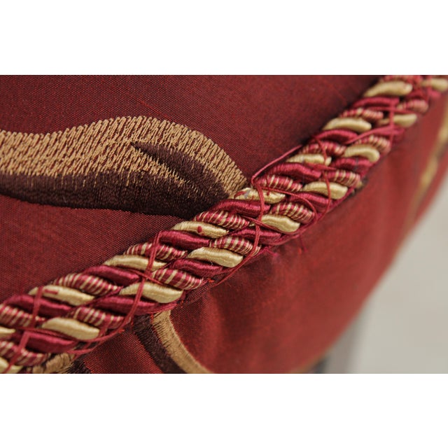 Silk Crewel Work Tufted Back Swivel Chair For Sale - Image 13 of 15
