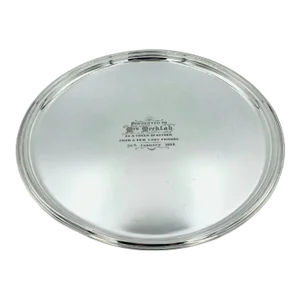 Antique Mappin Bros Engraved Queens Plate Cocktail Serving Tray Platter Barware