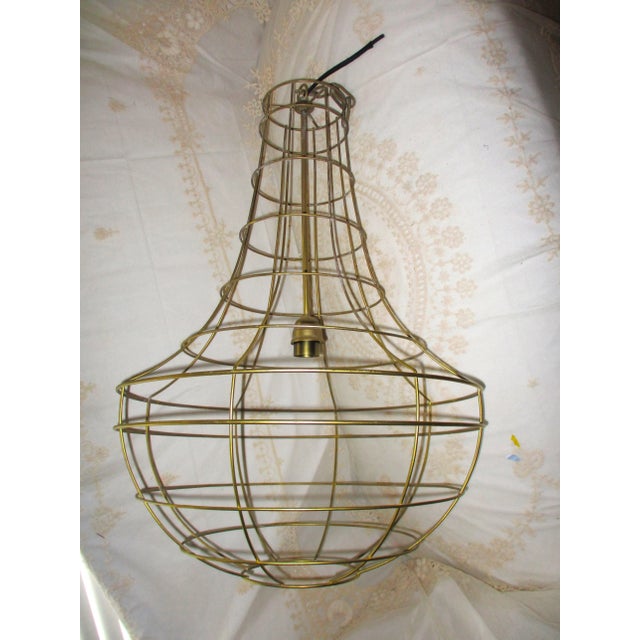 French Vintage French Style Wire Basket Teardrop Gold Pendant For Sale - Image 3 of 11