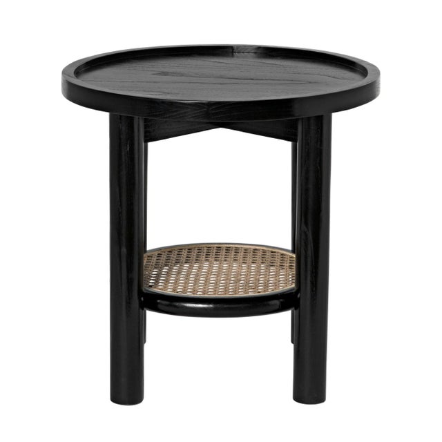 2020s NOIR Hide Away Side Table in Charcoal Black and Cane For Sale - Image 5 of 6