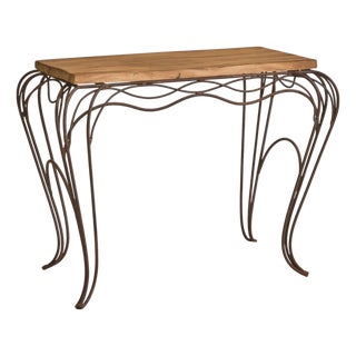 1980s French Wrought-Iron Console Table in the Manner of Andre Dubreuil For Sale