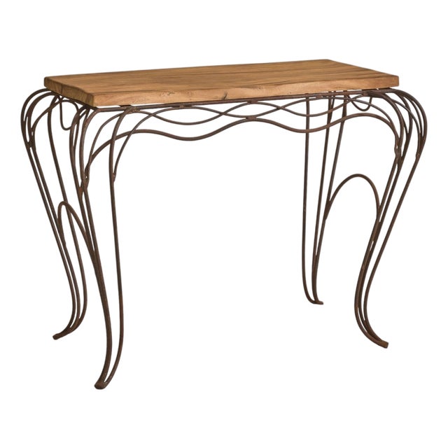 1980s French Wrought-Iron Console Table in the Manner of Andre Dubreuil For Sale