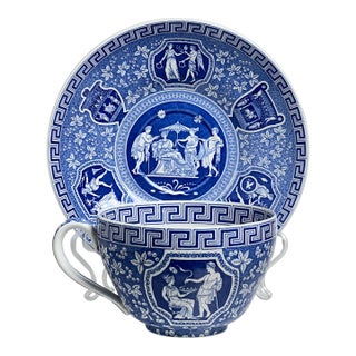 Vintage Spode Blue Room Collection, Greek Jumbo Cup & Saucer For Sale