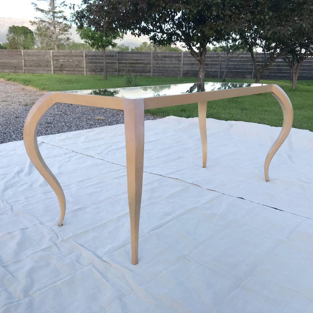 Wood Large Modern Sculptural Wood and Glass Console Table / Desk For Sale - Image 7 of 13