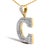 Haus of Brilliance Men's 10K Yellow Gold 1 3/4 Cttw Diamond Letter C Initial Pendant Necklace For Sale - Image 4 of 4