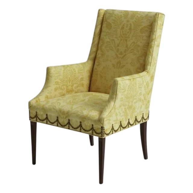 Late 20th-C. English Chippendale Style Custom Wingback Chair For Sale