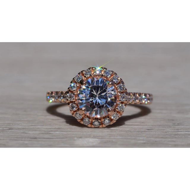 Late 20th Century The Argyle: Rose Gold Halo Engagement Ring For Sale - Image 5 of 12