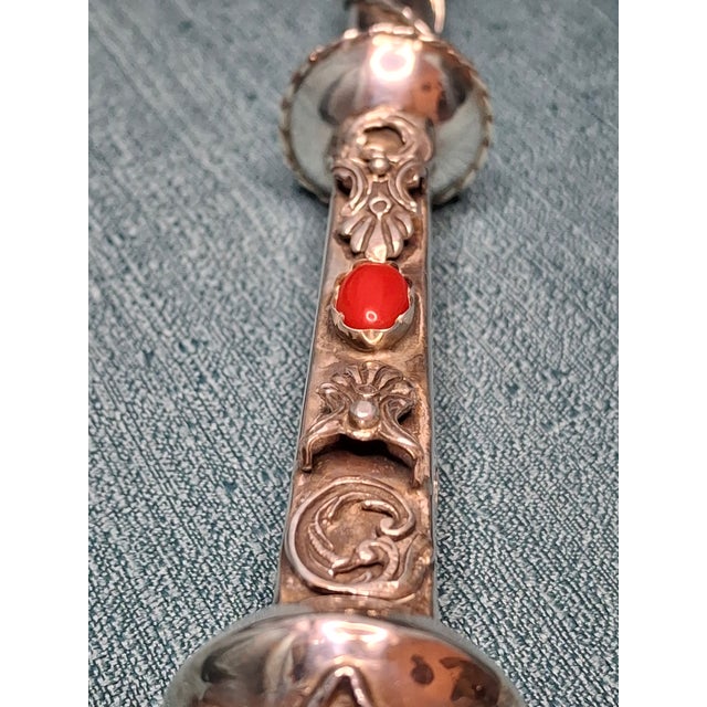 Metal Antique 1844 Imperial Silver 84 Torah Pointer Yad, 13" Rabbi Finial For Sale - Image 7 of 18