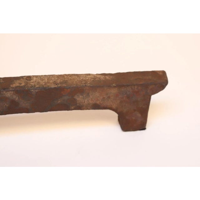 Pair of Petite Arts and Crafts Cast Iron Key Hole Andirons / Fire Dogs For Sale - Image 12 of 12