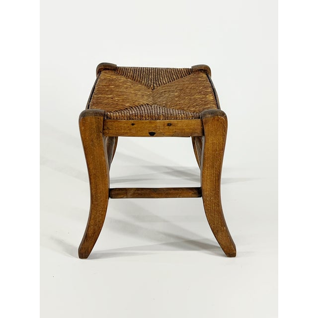 Petite Antique Primitive French Rush Footstool. Rush cord is still in great shape, sturdy and useable. Extra beautiful...