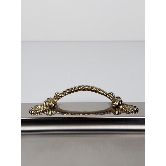 Mid-Century Modern Italian Stainless Steel Tray with Gilt Nautical Knot Handles, 1970s For Sale - Image 9 of 18