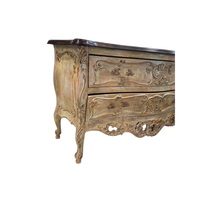 Vintage Italian Lewis Mittman Bombe Chest of Drawers, Louis XV French Provincial Carved Commode, Attributed For Sale - Image 9 of 9