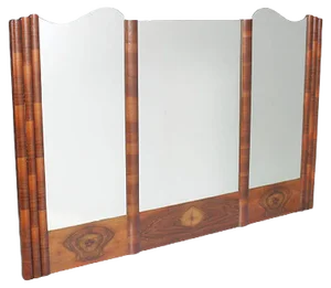 Large Art Deco Burl Walnut Wall Mirror, 1930s