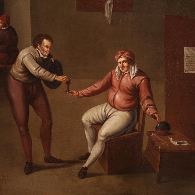 Flemish Artist, Interior Scene, 1670, Oil on Canvas For Sale - Image 4 of 13