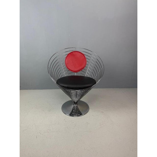 Danish Wire Cone Chair attributed to Verner Panton for Fritz Hansen, 1988 For Sale - Image 3 of 14