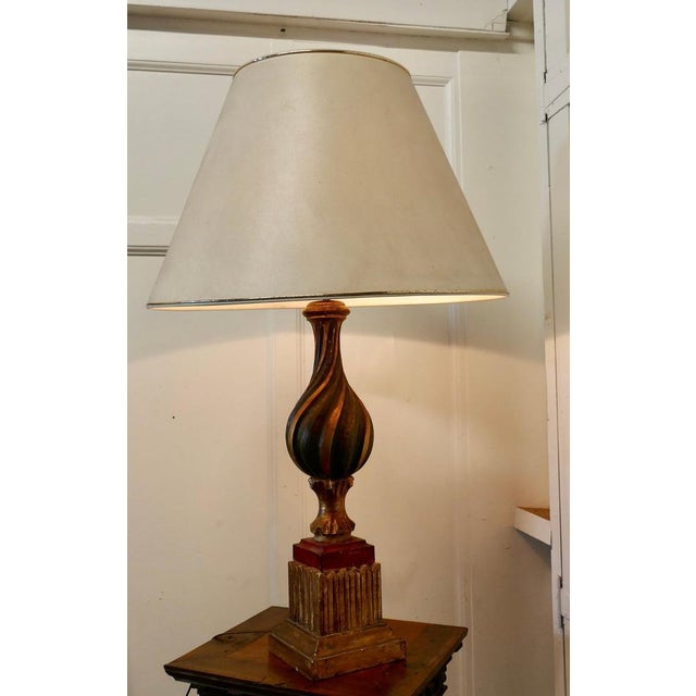 Bulbous Folk Art Painted Spanish Lamp, 1920s For Sale - Image 4 of 9