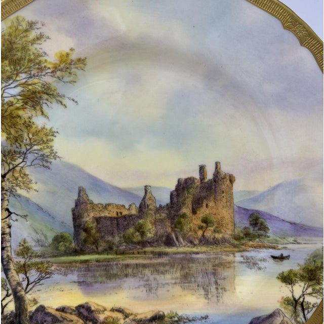 Royal Worcester Cabinet Plate Richmond Arundel Kilchurn Oystermouth Castle Views For Sale - Image 13 of 16