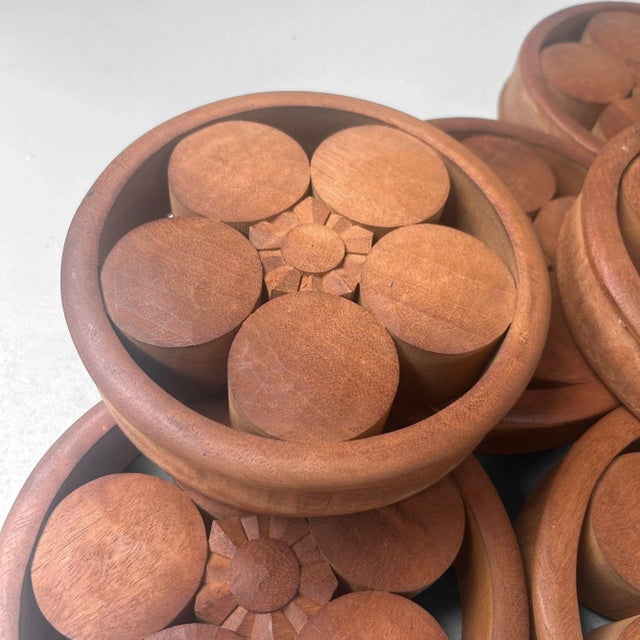 Japanese Wooden Plum Blossom Ornaments, 1920s, Set of 9 For Sale - Image 12 of 17