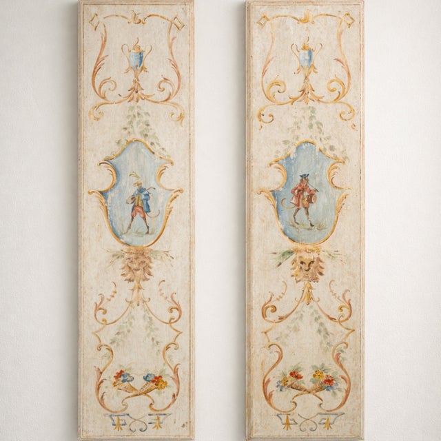 Hand-Painted Boiserie Decorative Panels Neoclassical Style, 1890s, Set of 2 For Sale - Image 3 of 3