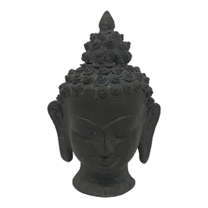 Early 20th Century Thai Patinated Bronze Buddha Head Sculpture