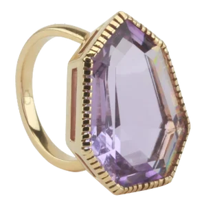18kt Yellow Gold Byzantine Ring with Amethyst