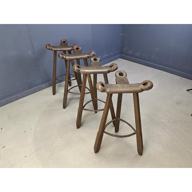 Vnitage Brutalist Bar Stools, 1960s, Set of 4 For Sale - Image 4 of 13