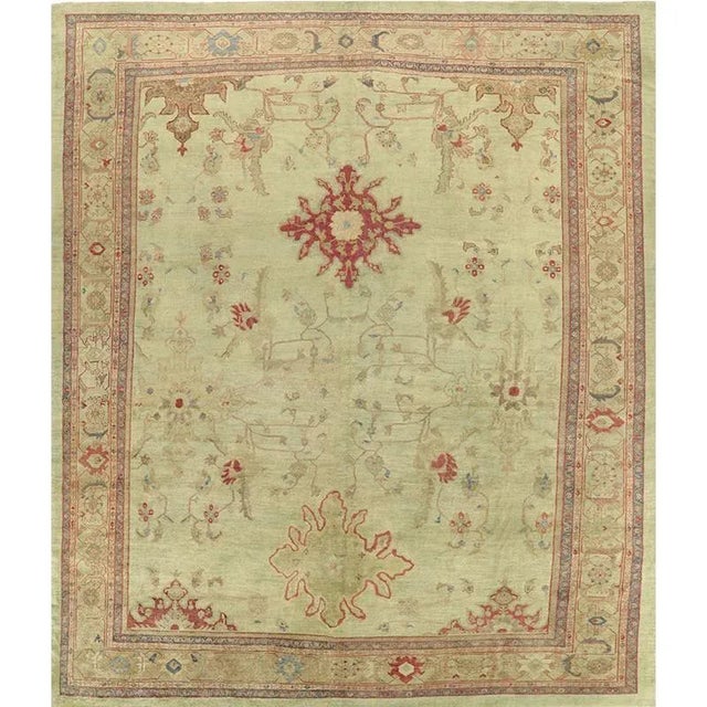 1910s Antique Persian Sultanabad Area Rug 13’0″ X 14’10” For Sale - Image 12 of 12