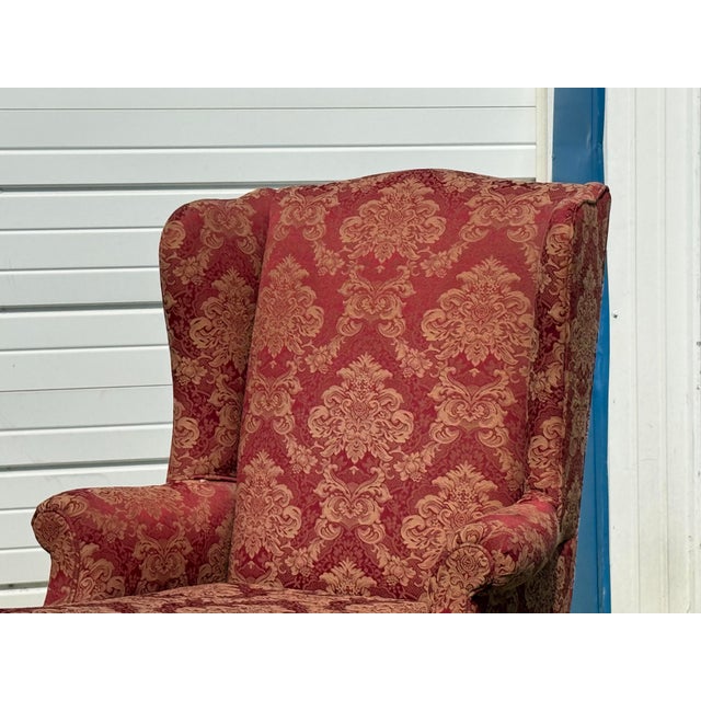 Pair of Chippendale Style Straight-Leg Fireside Wingback Chairs For Sale - Image 12 of 12