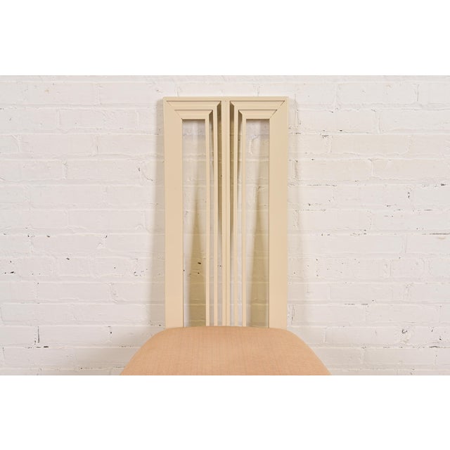 Italian Modern Cream Lacquered High Back Side Chairs or Dining Chairs, Pair For Sale In South Bend - Image 6 of 16
