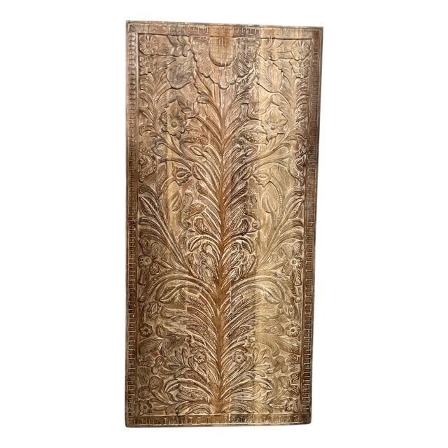 Hand-Carved Tree of Life Wooden Wall Decor Panel With Birds & Floral Motif | Rustic Wellness Art For Sale