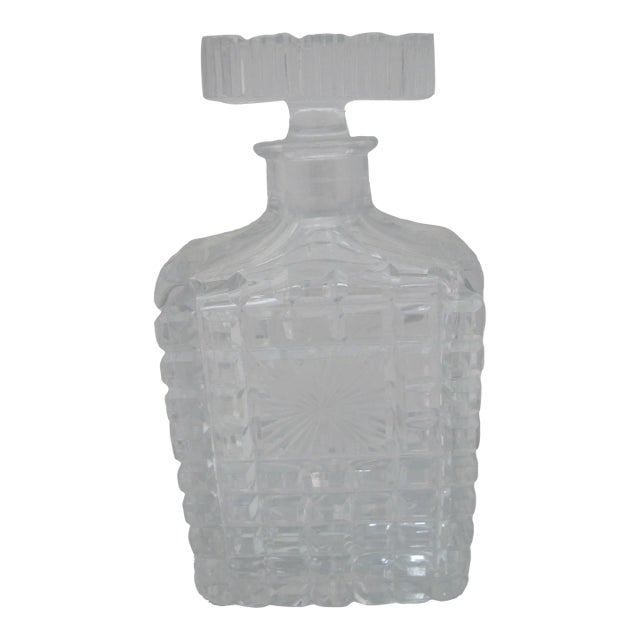 Heavy Cut Starburst Crystal Glass Geometric Liquor Spirits Decanter For Sale