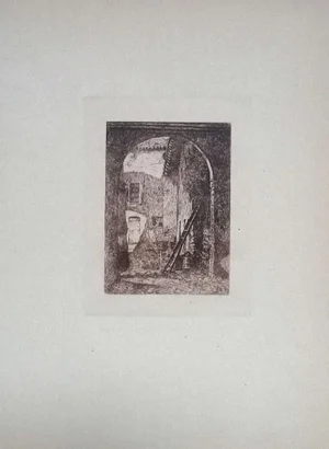 Luca Beltrami - Lombard Farmhouse - Original Etching on Cardboard - 1877