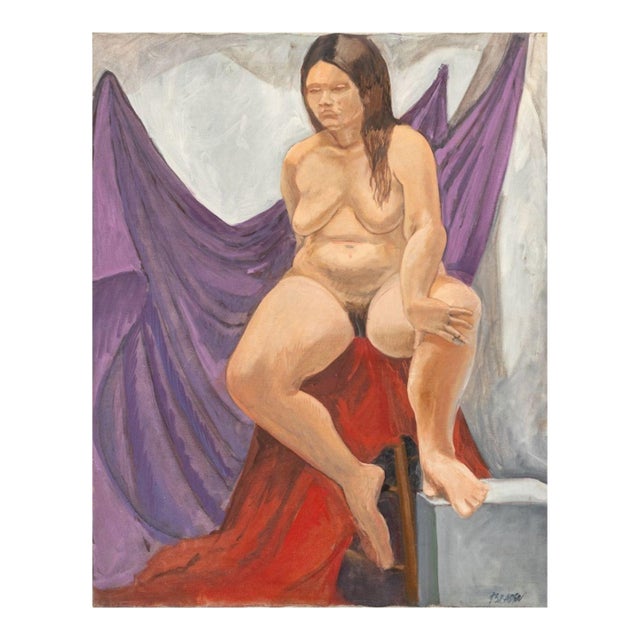John Braden Seated Female Nude Oil on Canvas For Sale