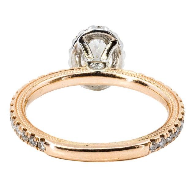 Late 20th Century Pair of 0.90 Oval F SI2 GIA Verragio Wedding Set For Sale - Image 4 of 5