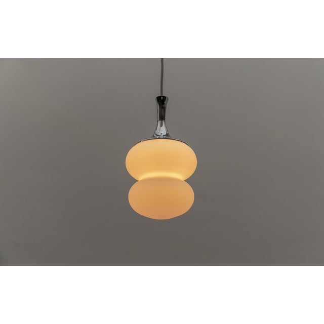 1960s Space Age Opal Glass Hanging Lamp with Chrome, Germany, 1960s For Sale - Image 5 of 9