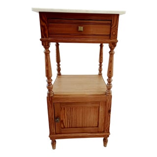 Louis XVI French Nightstand with White Marble Top, 1940s For Sale