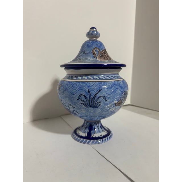 Blue Gabriel Montagnon Nevers Faience Covered Pot For Sale - Image 8 of 8