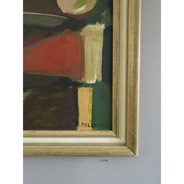 Mid-Century Modern 'Constructed Balance' Vintage Original Abstract Oil Painting, Framed For Sale - Image 6 of 12