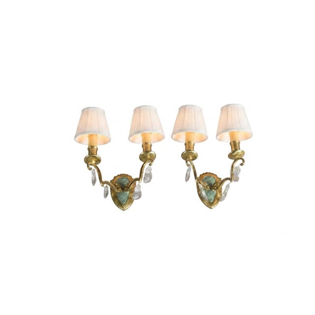 Vintage French Brass and Crystal Wall Sconces, 1940s, Set of 2 For Sale - Image 11 of 11